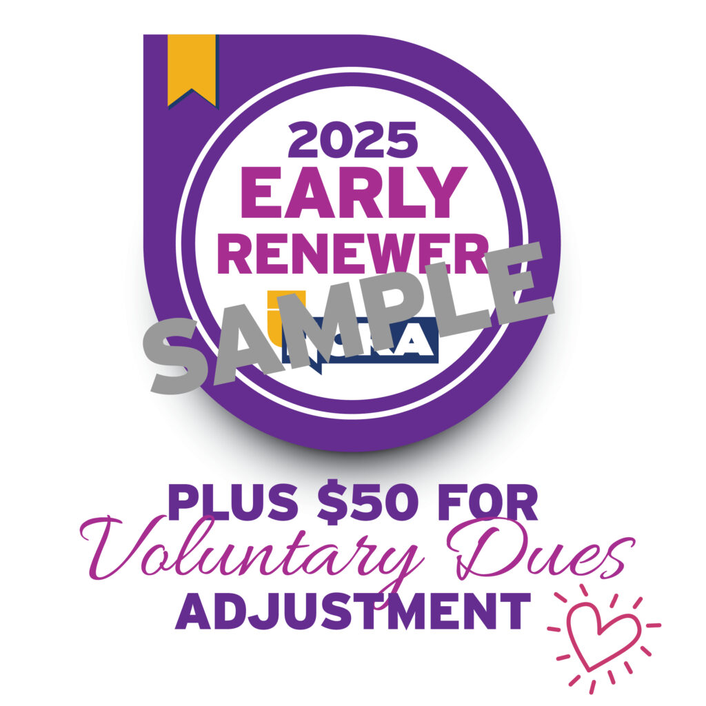 2025 Early Renewer Badge Sample with $50 dues adjustment
