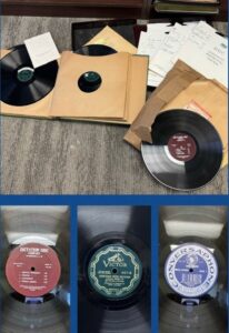 Collage of LPs with dictation recordings